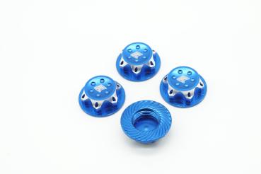 KAEMTECH 17mm gerändelte Radmutter (blau, 4 Stück)