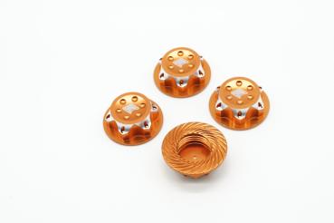 KAEMTECH 17mm gerändelte Radmutter (orange, 4 Stück)