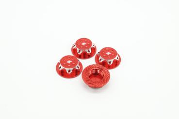 KAEMTECH 17mm gerändelte Radmutter (rot, 4 Stück)