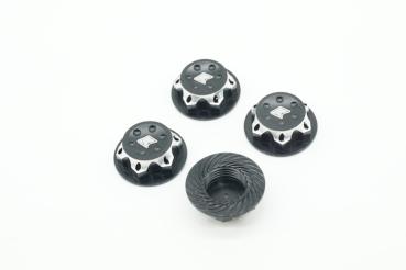 KAEMTECH 17mm gerändelte Radmutter (schwarz,4 Stück)