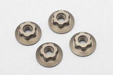 Yokomo Aluminum Large-Diameter Flanged Nut -11mm Thin type (Serrate·4pcs)