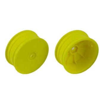 Team Associated 4WD Front Wheels, 2.2", 12mm hex, +1.5mm, fluorescent yellow