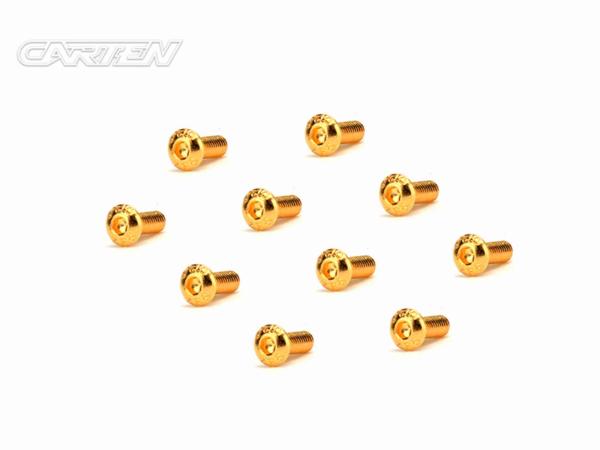 CARTEN Linsenkopfschrauben M3x8mm 12.9 Gold Coating (10)