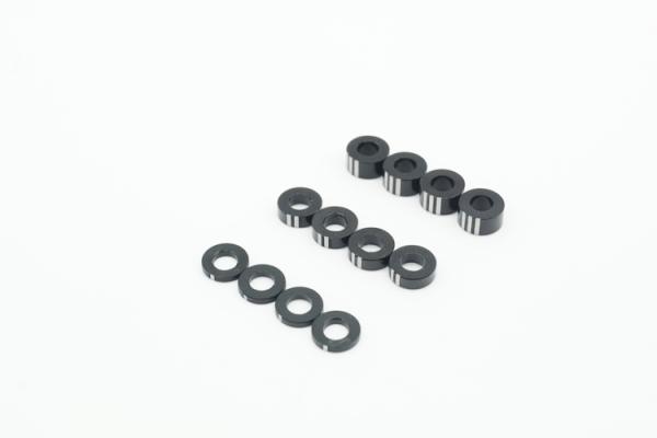 KAEMTECH 3mm Alu-Unterlegscheiben Set 12 Stück (1mm,2mm,3mm) markiert schwarz