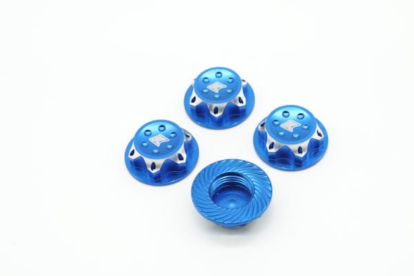 KAEMTECH 17mm gerändelte Radmutter (blau, 4 Stück)