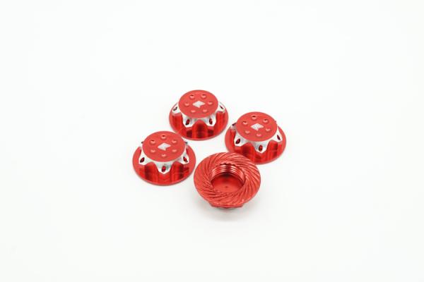 KAEMTECH 17mm gerändelte Radmutter (rot, 4 Stück)