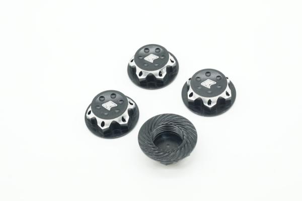 KAEMTECH 17mm gerändelte Radmutter (schwarz,4 Stück)
