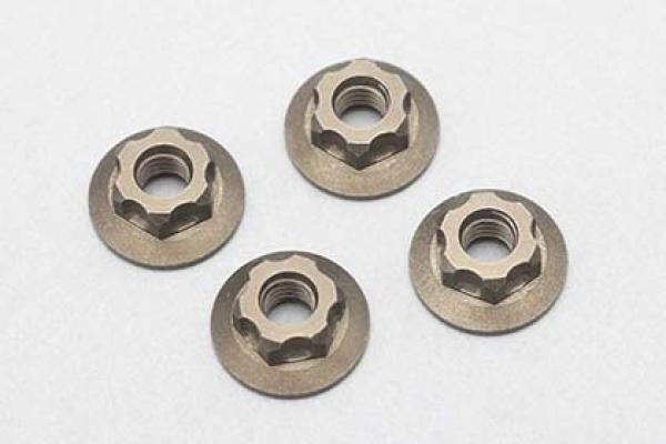 Yokomo Aluminum Large-Diameter Flanged Nut -11mm Thin type (Serrate·4pcs)