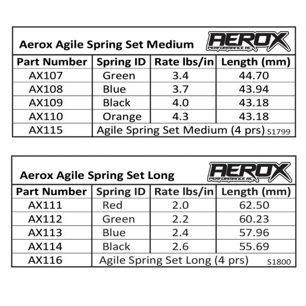 AEROX Agile Spring Tuning Set - Long 4prs