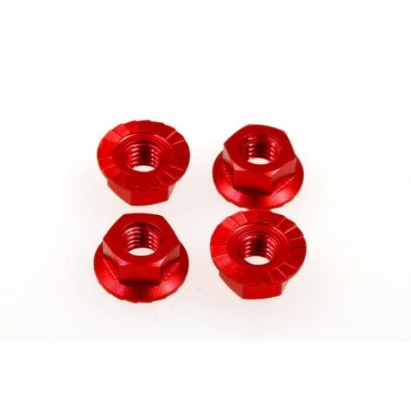 Hiro Seiko 4mm Alloy Serrated Wheel Nut [Red] ( 4 pcs)