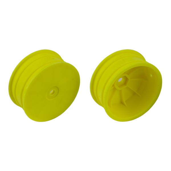 Team Associated 4WD Front Wheels, 2.2", 12mm hex, +1.5mm, fluorescent yellow