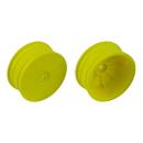 Team Associated 4WD Front Wheels, 2.2", 12mm hex, +1.5mm, fluorescent yellow